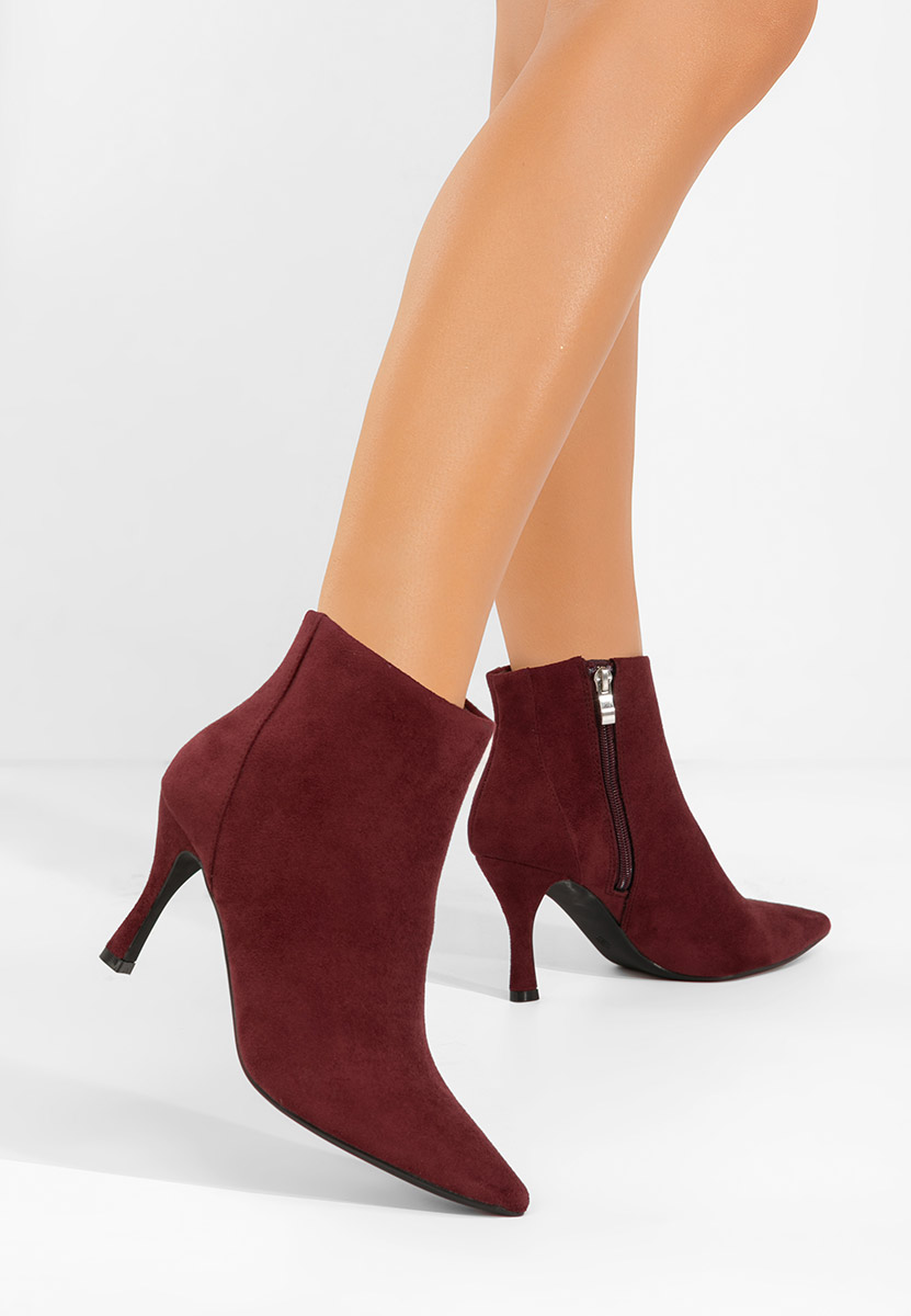 Μποτάκια με λεπτο τακουνι Jinna μπορντό