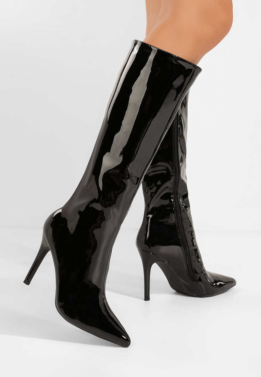 Μπότες με λεπτό τακούνι Kiva Μαύρα