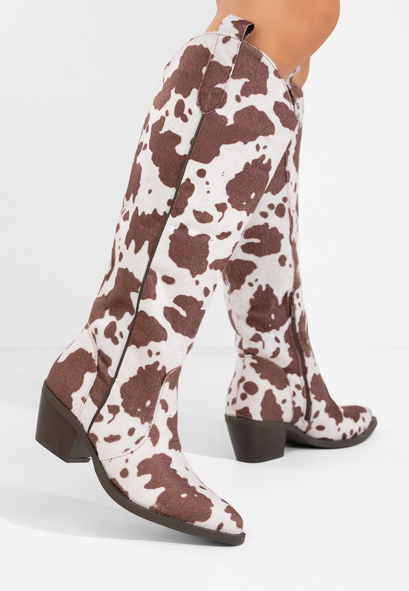 Μπότες με χοντρό τακούνι Ariah καφε