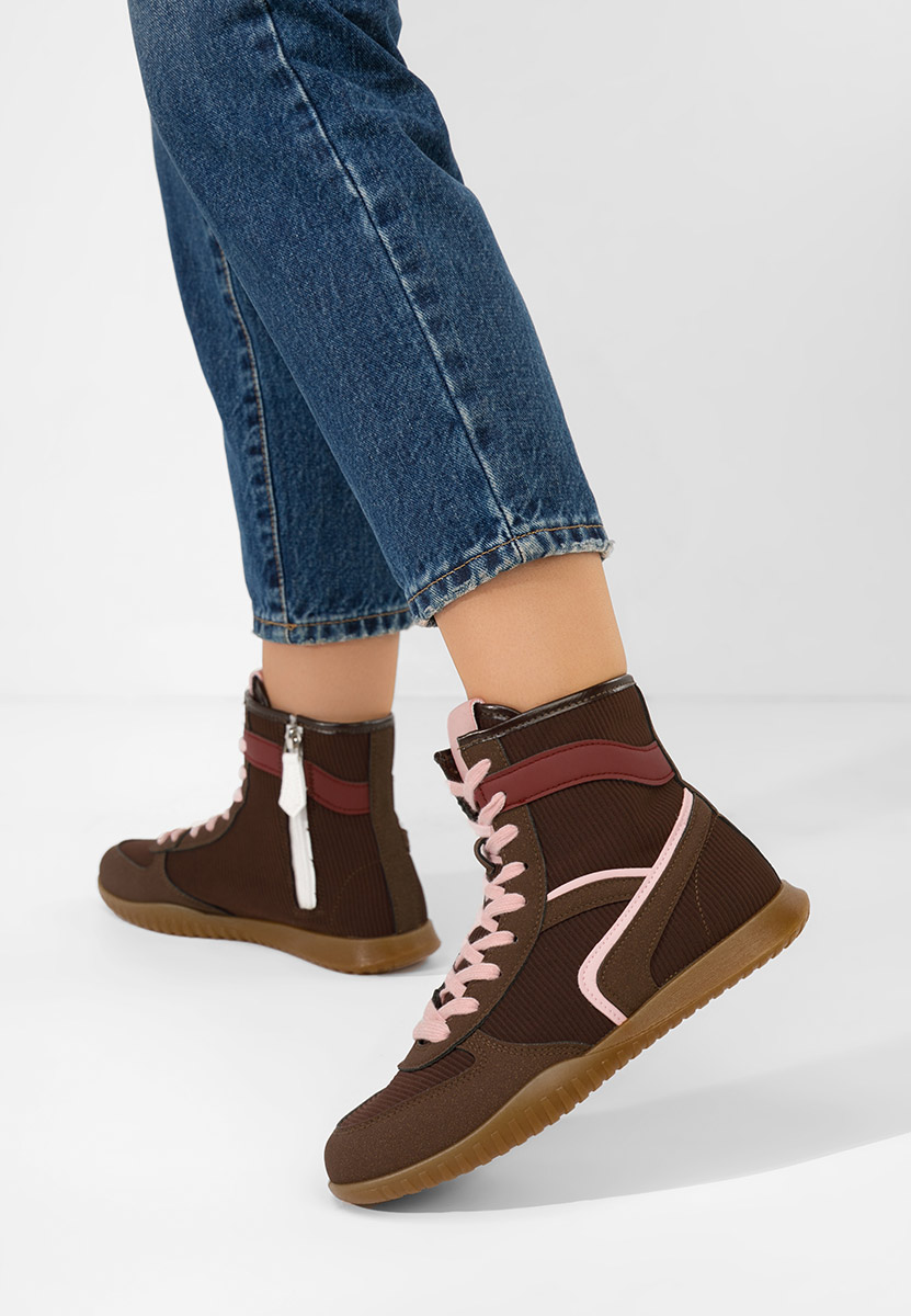 Γυναικεία sneakers αστραγάλο Daine καφε