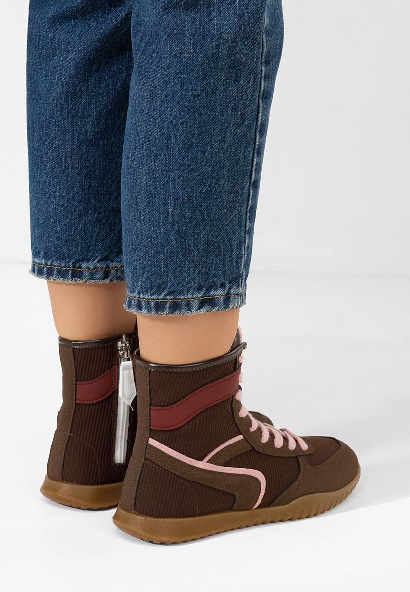Γυναικεία sneakers αστραγάλο Daine καφε