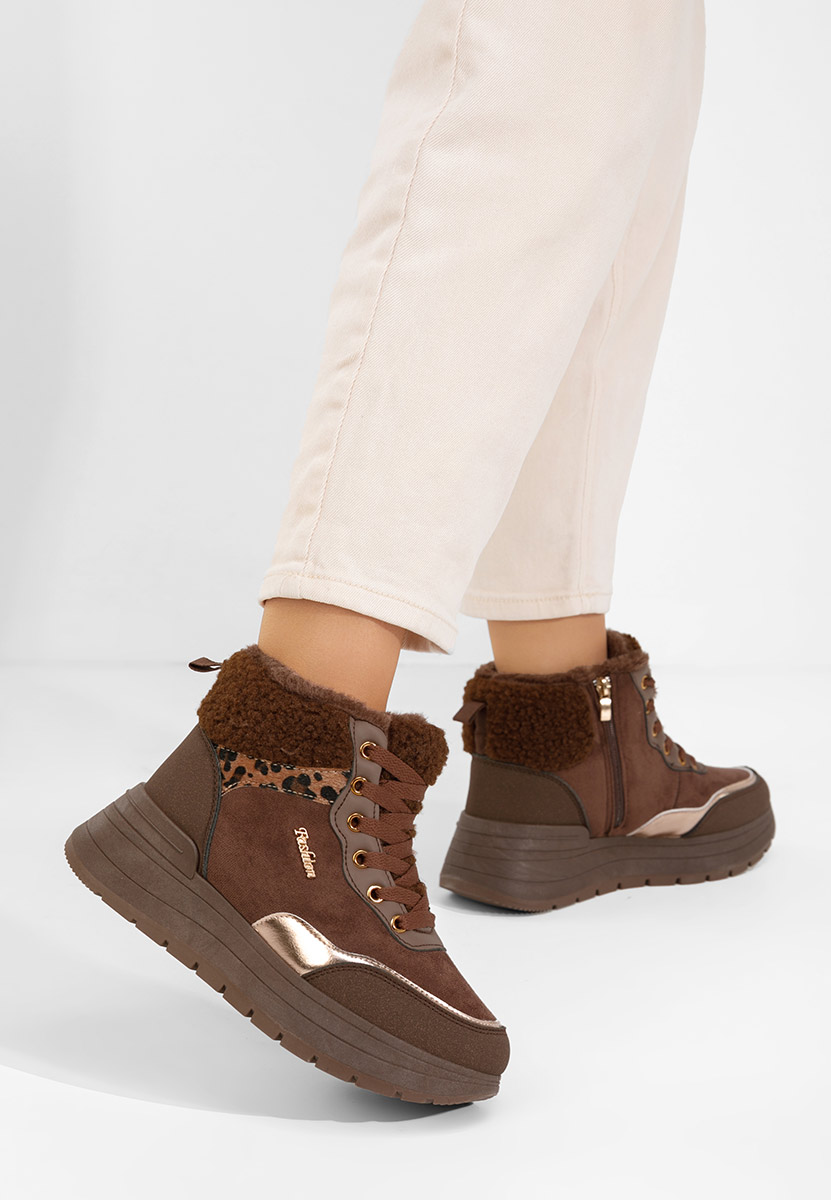 Χειμερινά sneakers γυναικεια Lisaia καφε