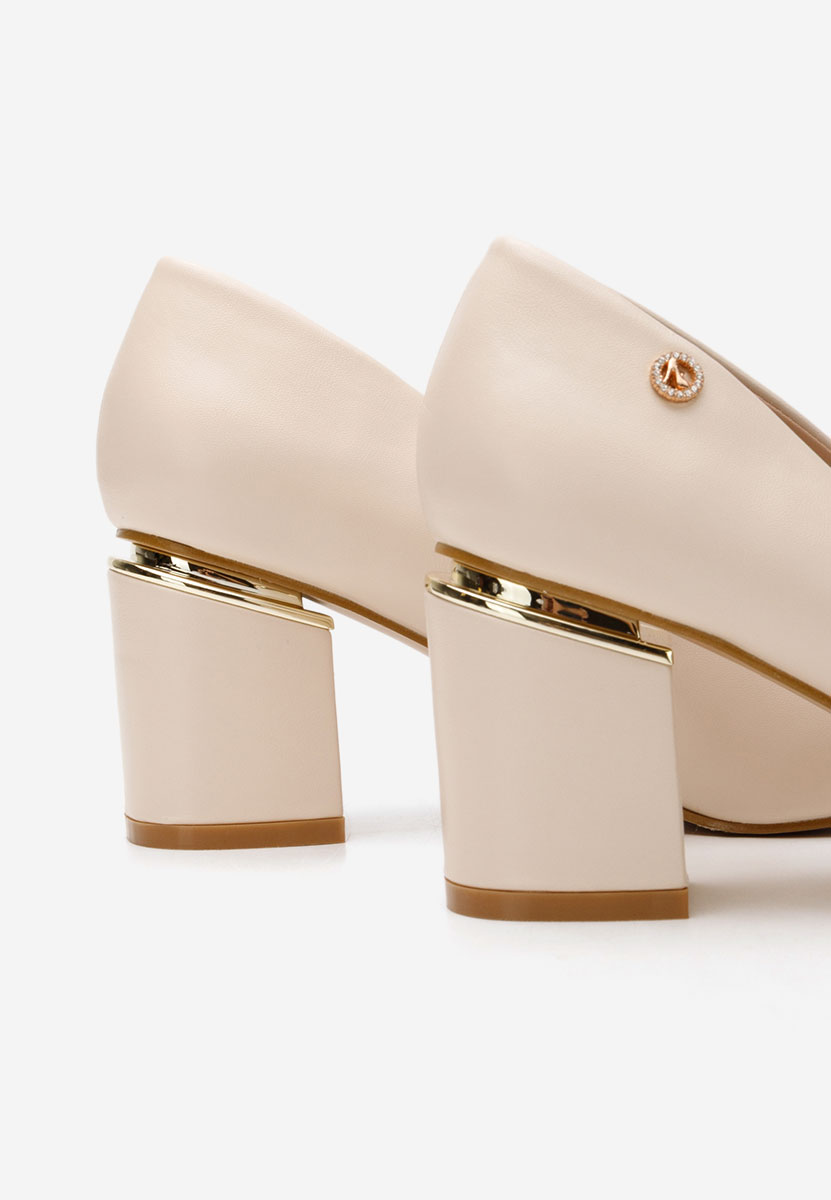 Γόβες με χοντρό τακούνι Nelia V4 μπεζ