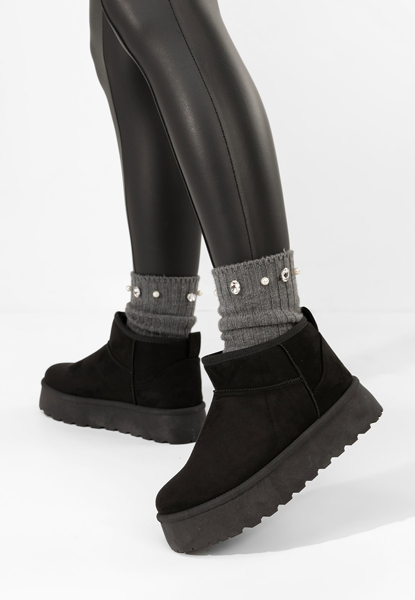 Μπότες τύπου UGG με πλατφόρμα Zenaria Μαύρα