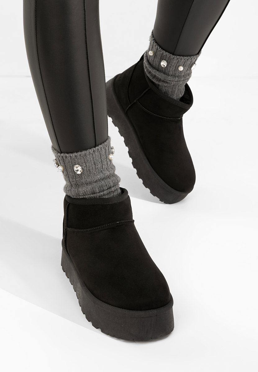 Μπότες τύπου UGG με πλατφόρμα Zenaria Μαύρα