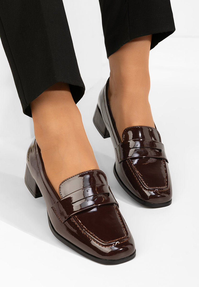 Loafers γυναικεια με τακουνι Kirada καφε Loafers γυναικεια με τακουνι Kirada καφε