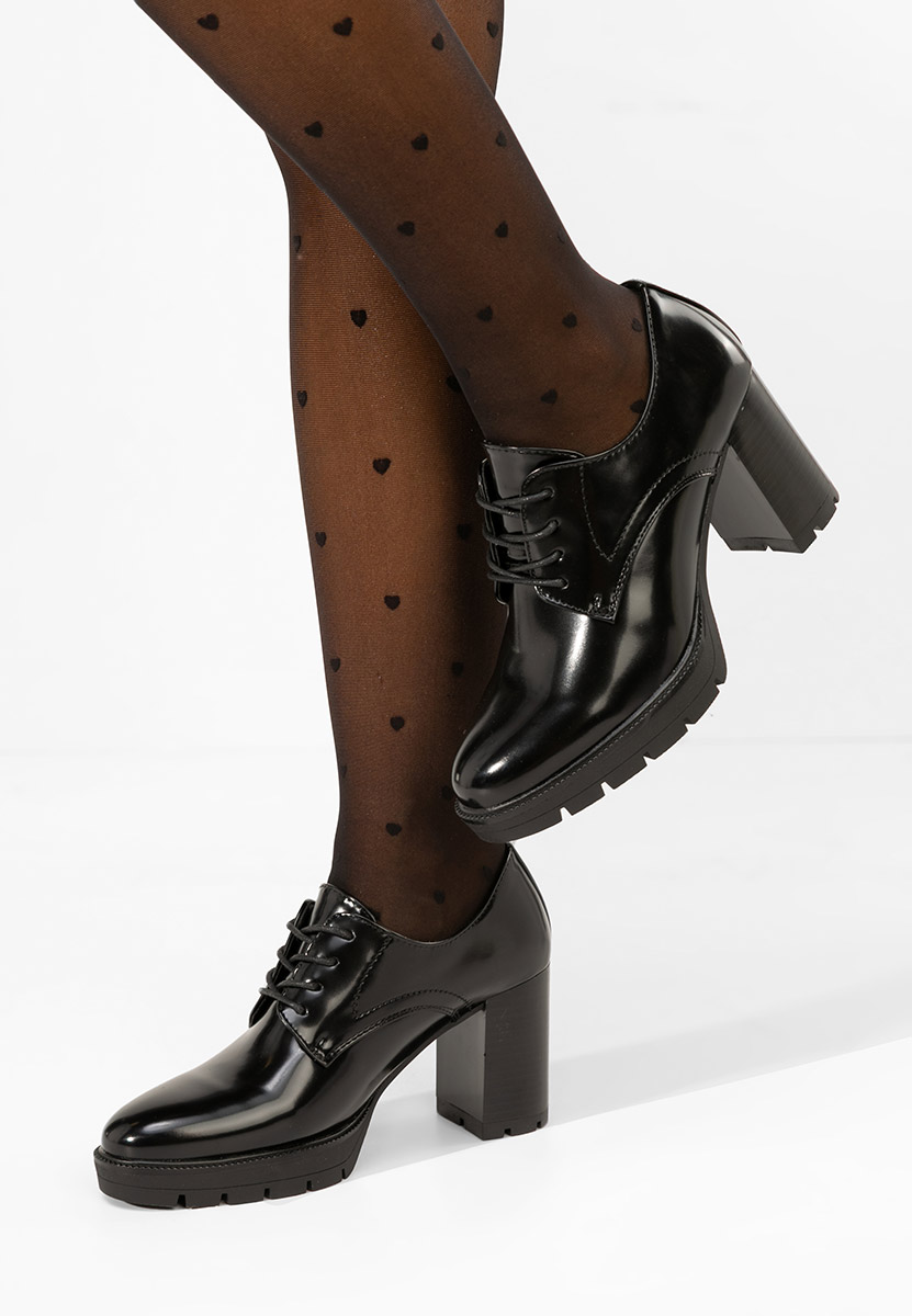 Γόβες με κορδόνια Pluvina μαύρα