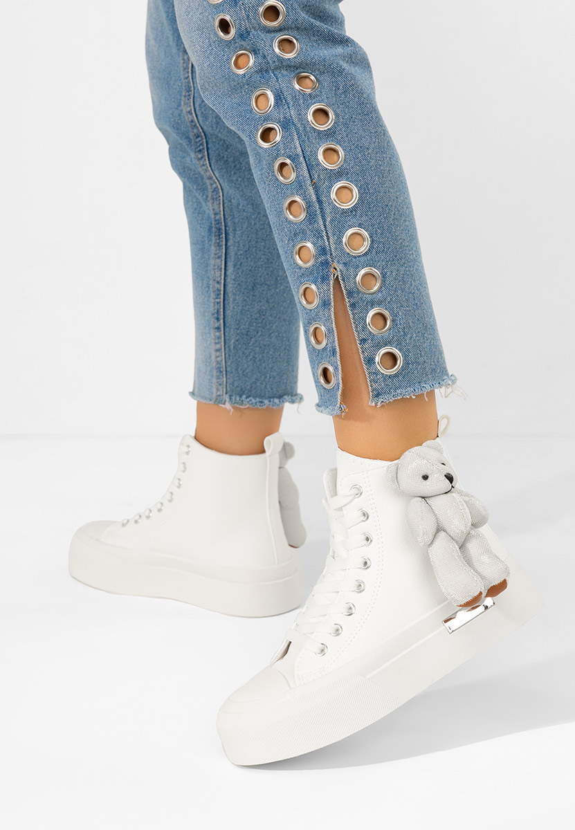 Γυναικεία sneakers αστραγάλο Alisea λευκά