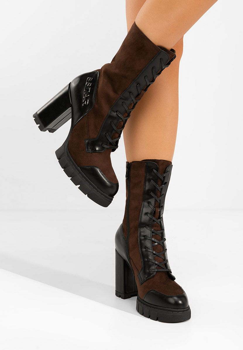 Μποτάκια με χοντρό τακούνι Anahi καφε