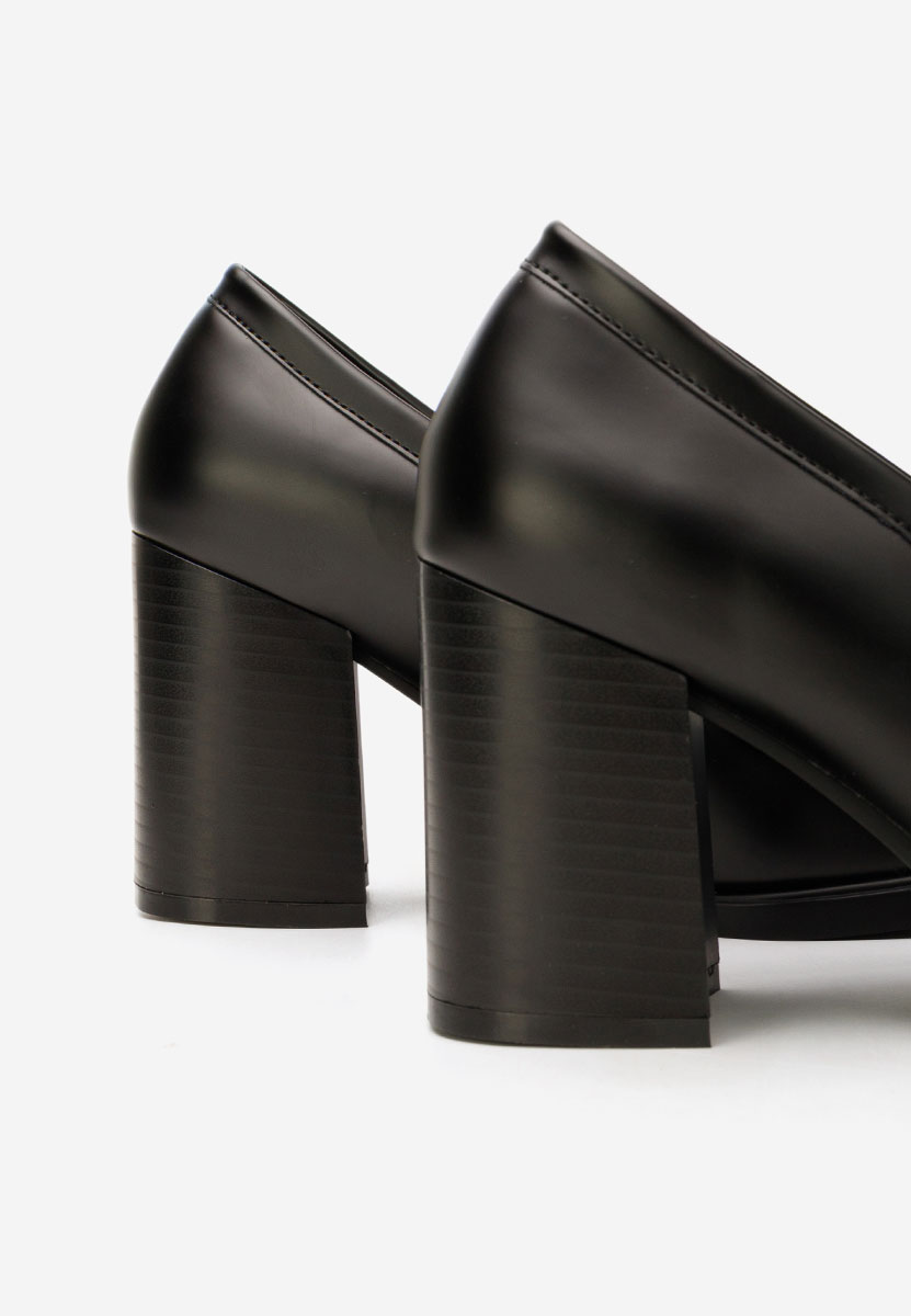 Loafers γυναικεια με τακουνι Elivora μαύρα Loafers γυναικεια με τακουνι Elivora μαύρα