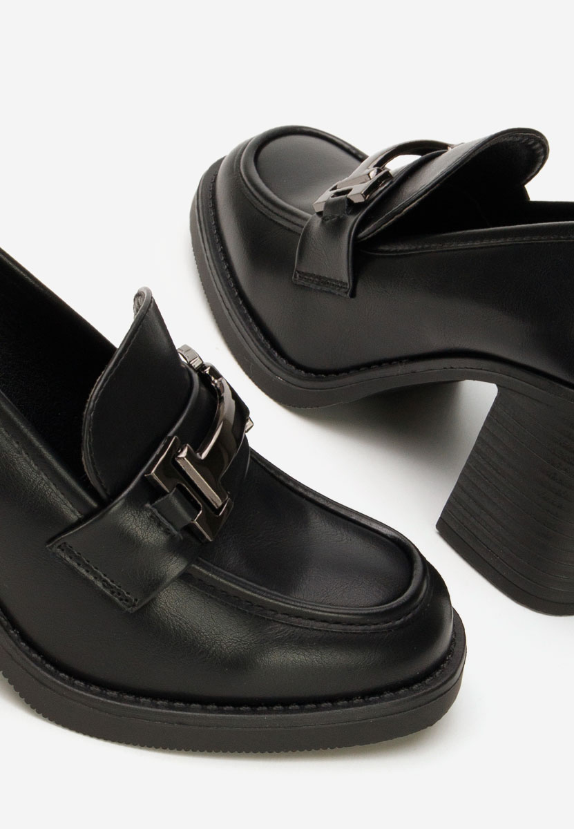 Loafers γυναικεια με τακουνι Sonarida μαύρα Loafers γυναικεια με τακουνι Sonarida μαύρα