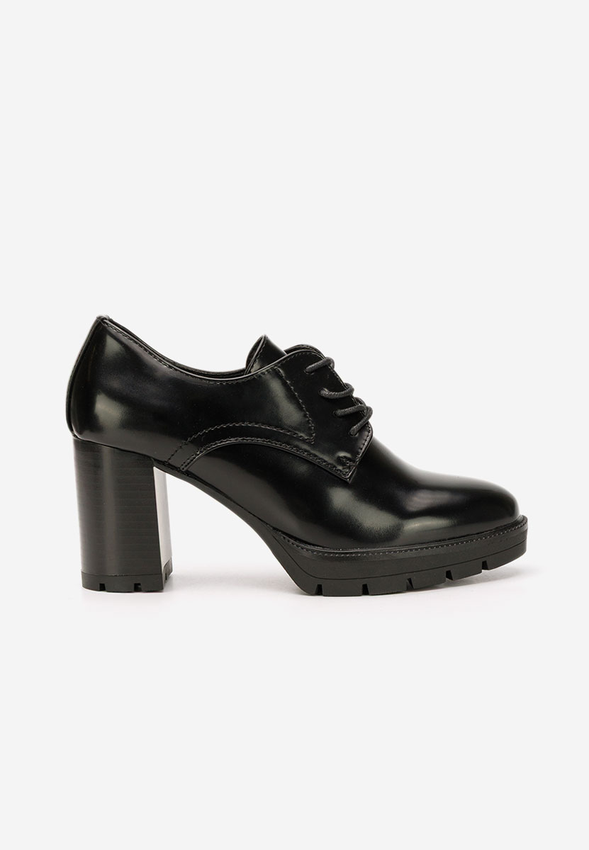 Γόβες με κορδόνια Pluvina μαύρα