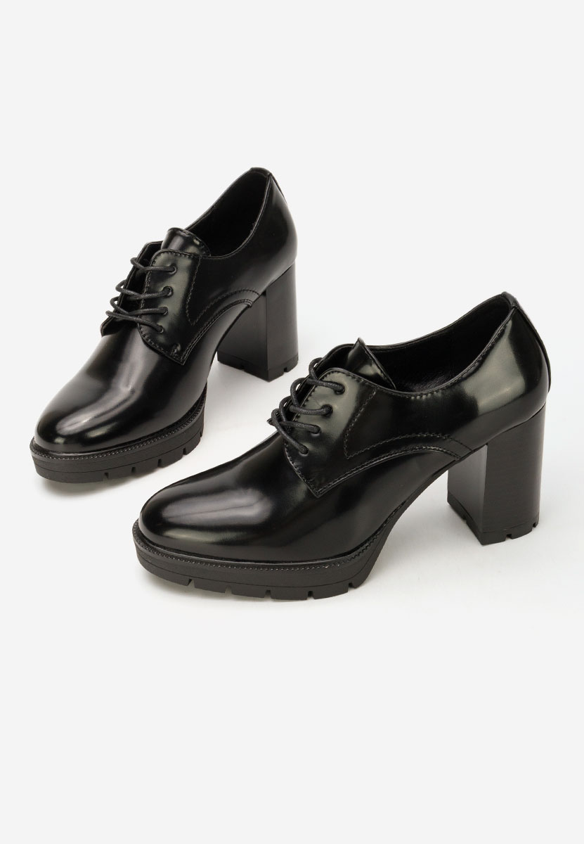 Γόβες με κορδόνια Pluvina μαύρα