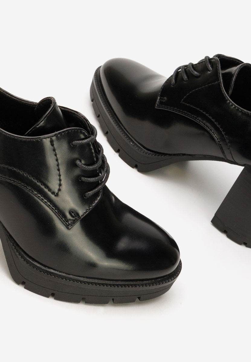 Γόβες με κορδόνια Pluvina μαύρα