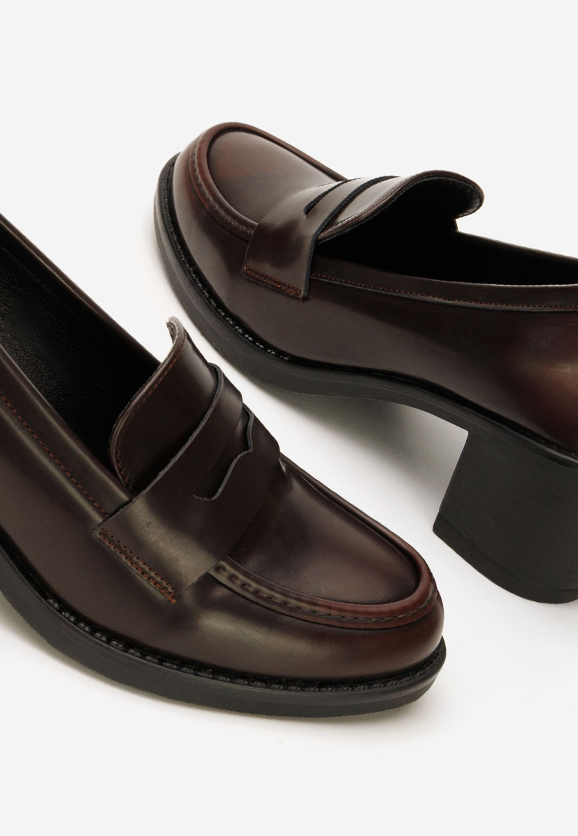 Loafers γυναικεια με τακουνι Disina καφε Loafers γυναικεια με τακουνι Disina καφε