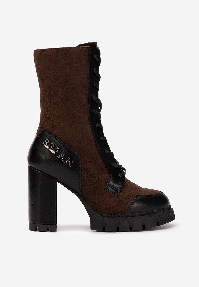 Μποτάκια με χοντρό τακούνι Anahi καφε