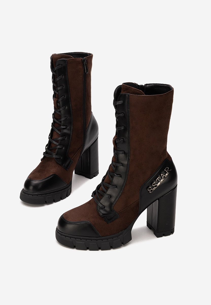 Μποτάκια με χοντρό τακούνι Anahi καφε