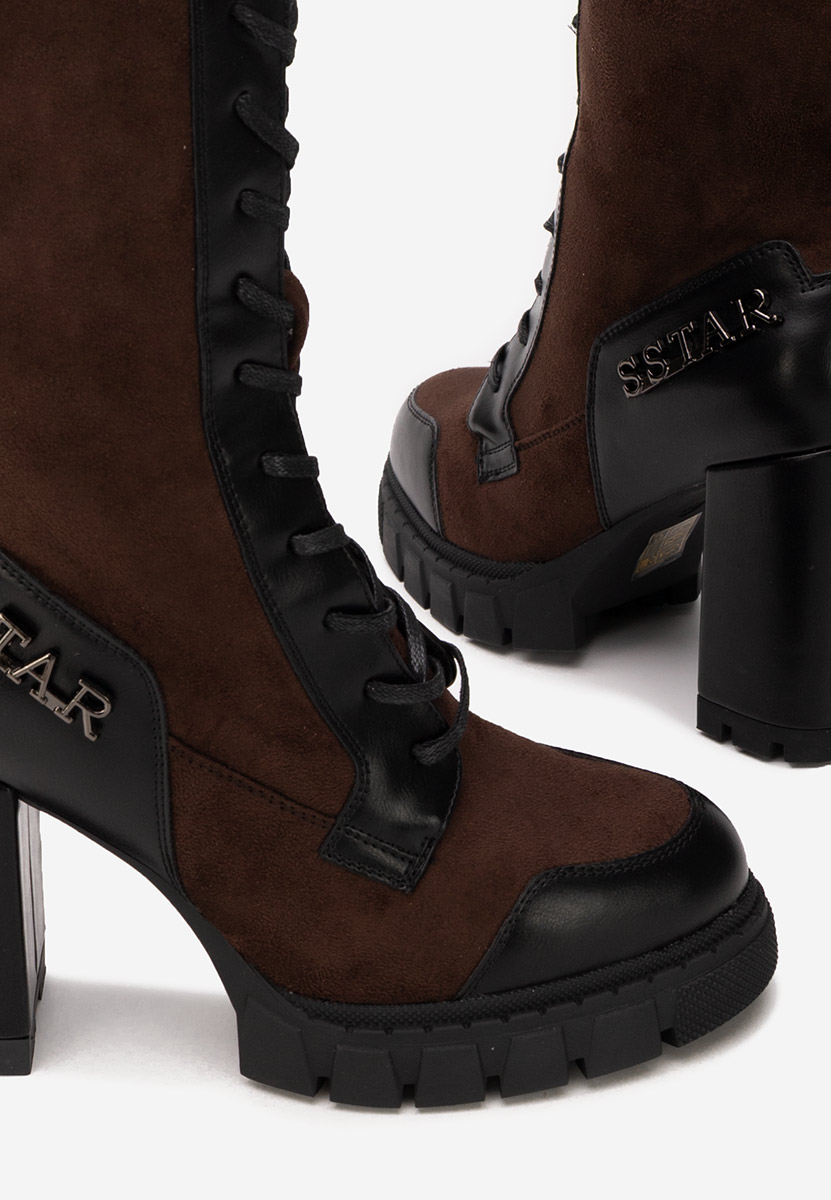 Μποτάκια με χοντρό τακούνι Anahi καφε