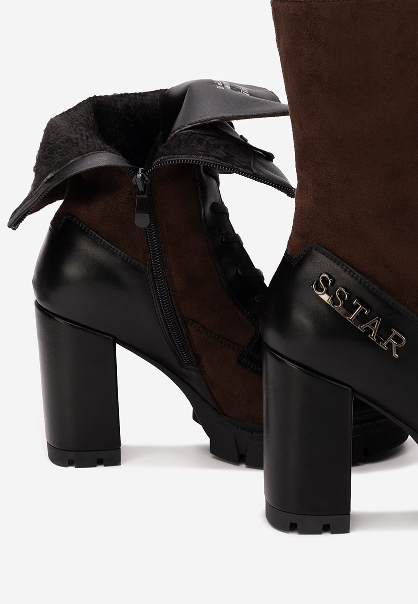 Μποτάκια με χοντρό τακούνι Anahi καφε