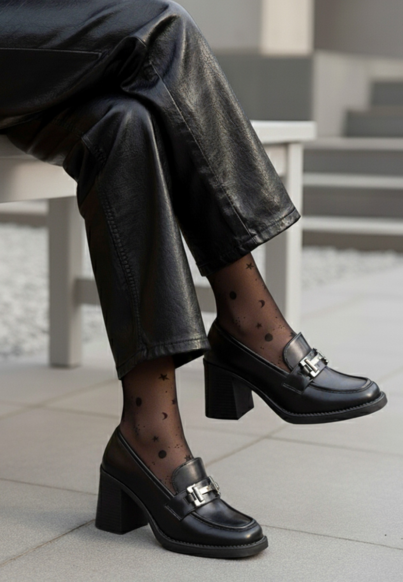 Loafers γυναικεια με τακουνι Sonarida μαύρα Loafers γυναικεια με τακουνι Sonarida μαύρα