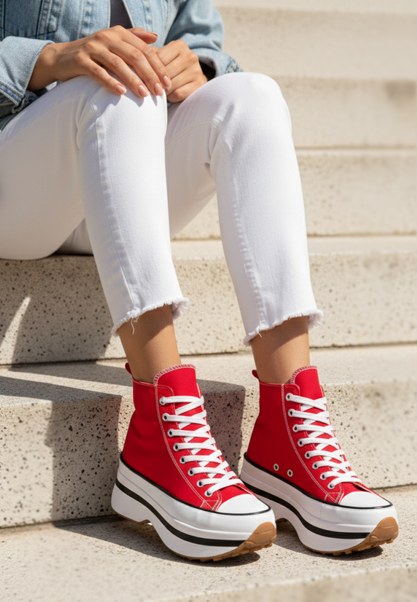 Γυναικεία πανινα πλατφόρμες Francene κοκκινο