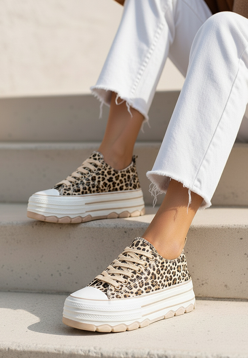 Γυναικεία πανινα πλατφόρμες Zenoria λεοπαρ