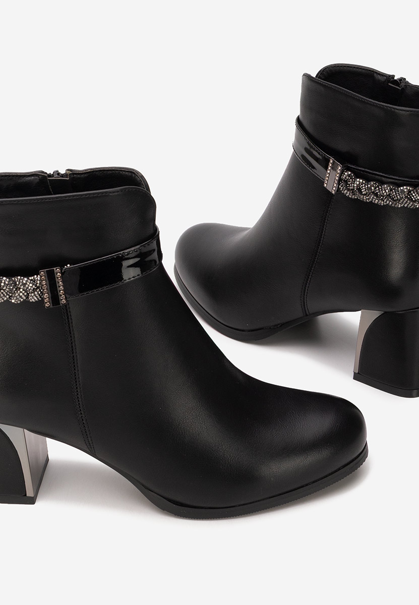 Μποτάκια με χοντρό τακούνι Delivora Μαύρα