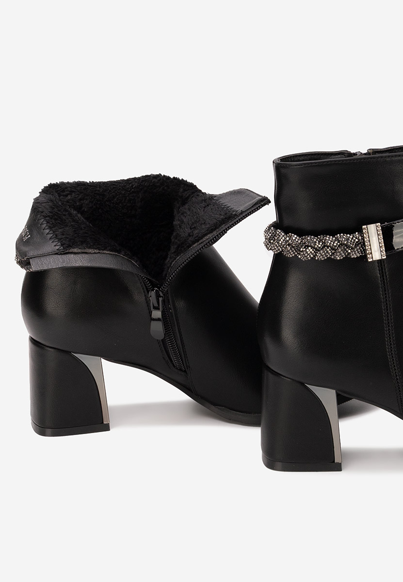 Μποτάκια με χοντρό τακούνι Delivora Μαύρα