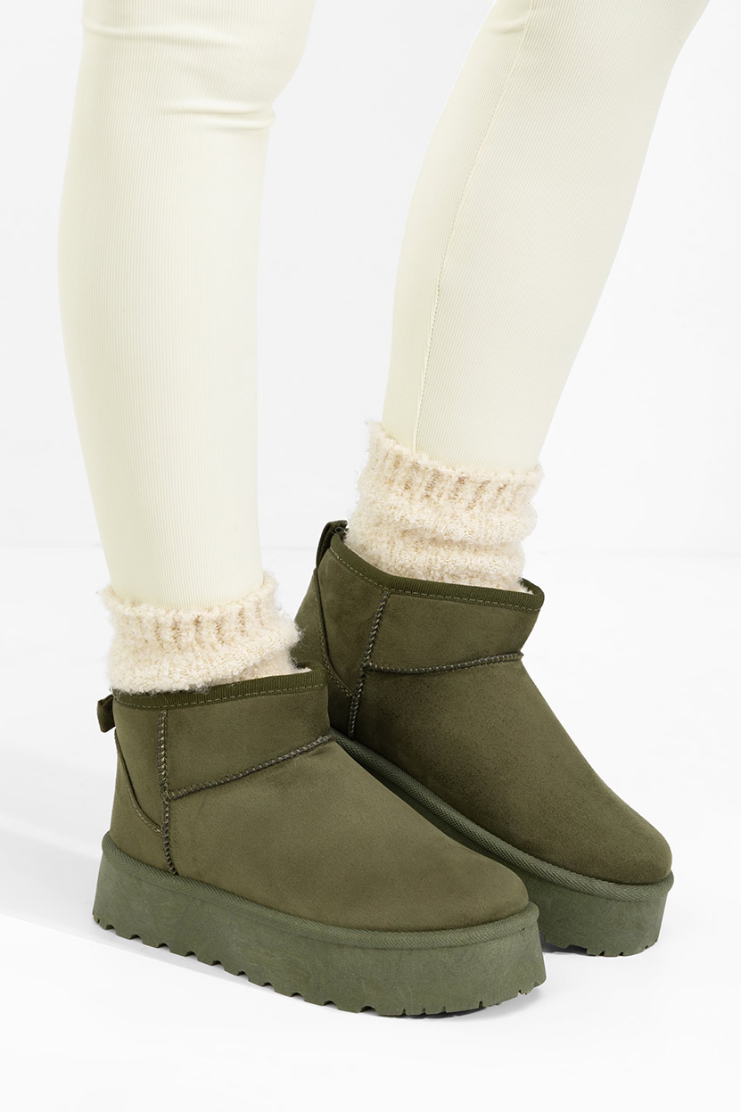 Μπότες τύπου UGG με πλατφόρμα Zenaria πρασινο