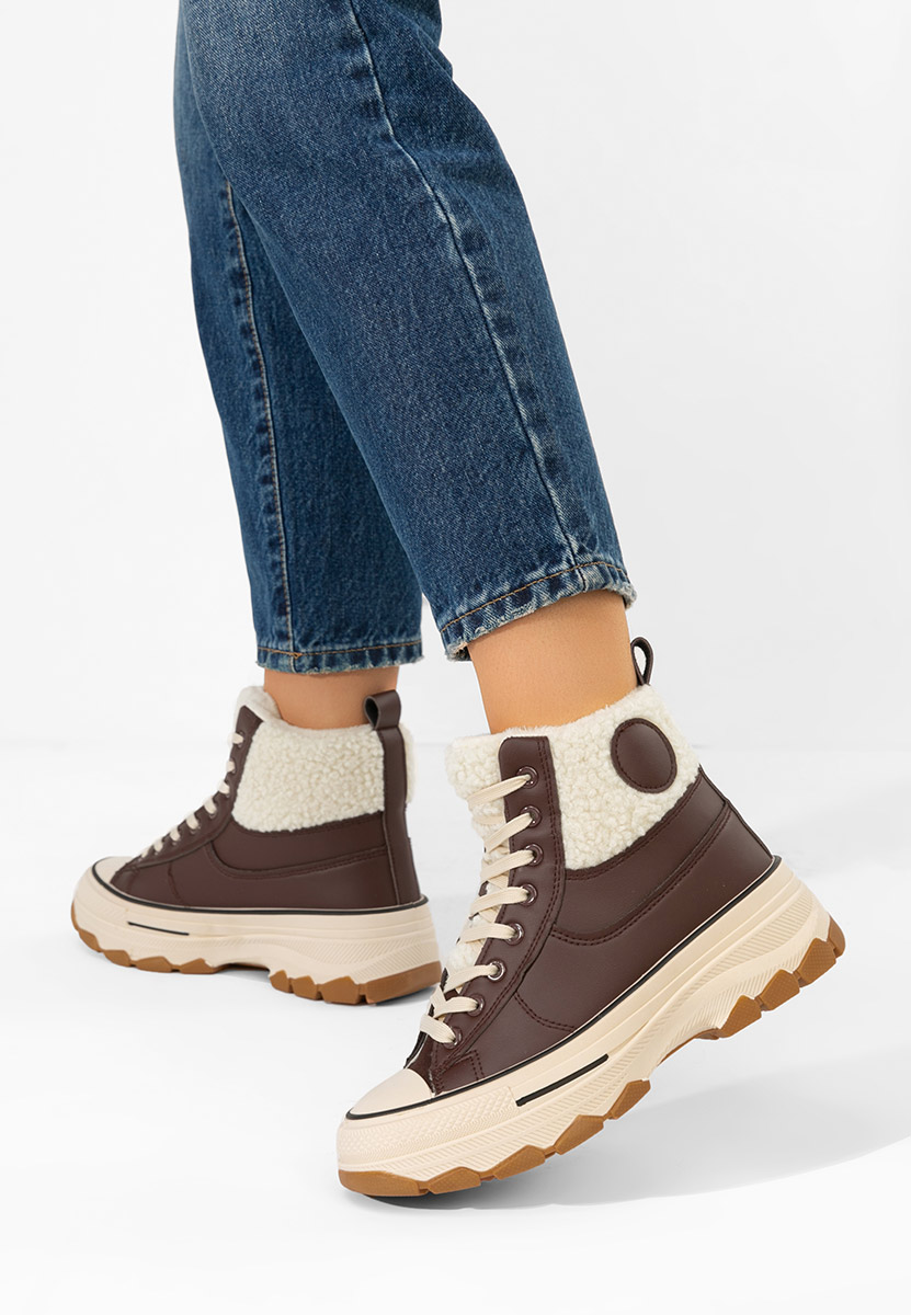 Γυναικεία sneakers αστραγάλο Oziana καφε