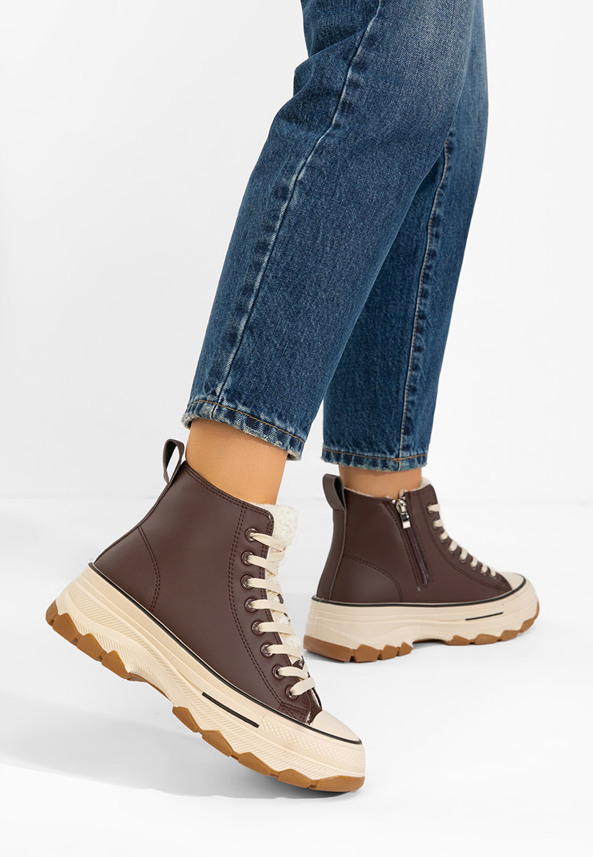 Γυναικεία sneakers αστραγάλο Raviana V7 καφε