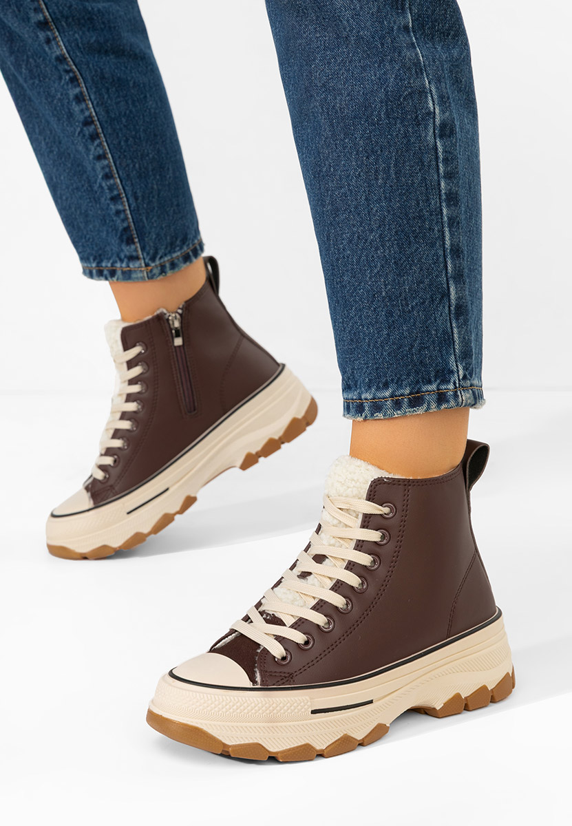Γυναικεία sneakers αστραγάλο Raviana V7 καφε