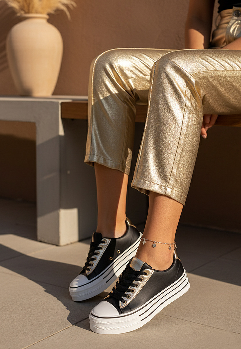 Γυναικεία πανινα πλατφόρμες Lorraine μαύρα