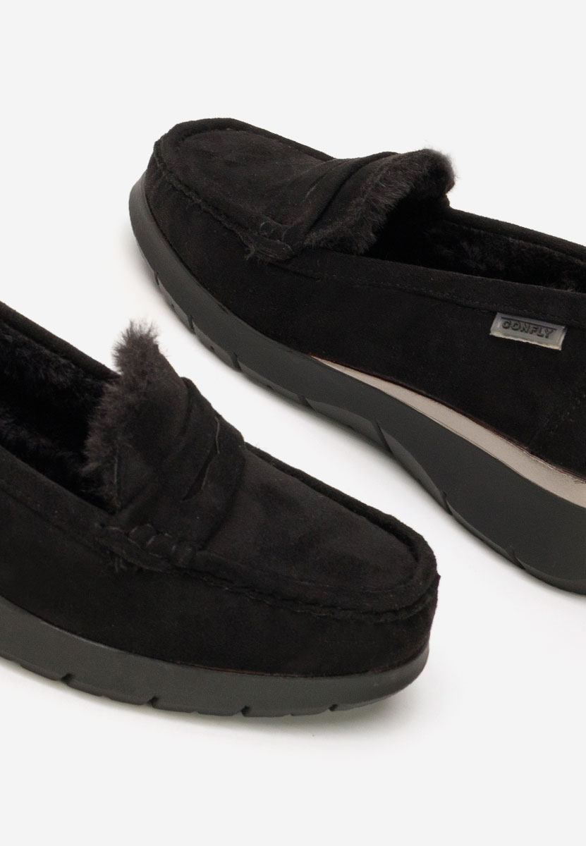 Μοκασίνια με πλατφόρμα Hazelia μαύρα