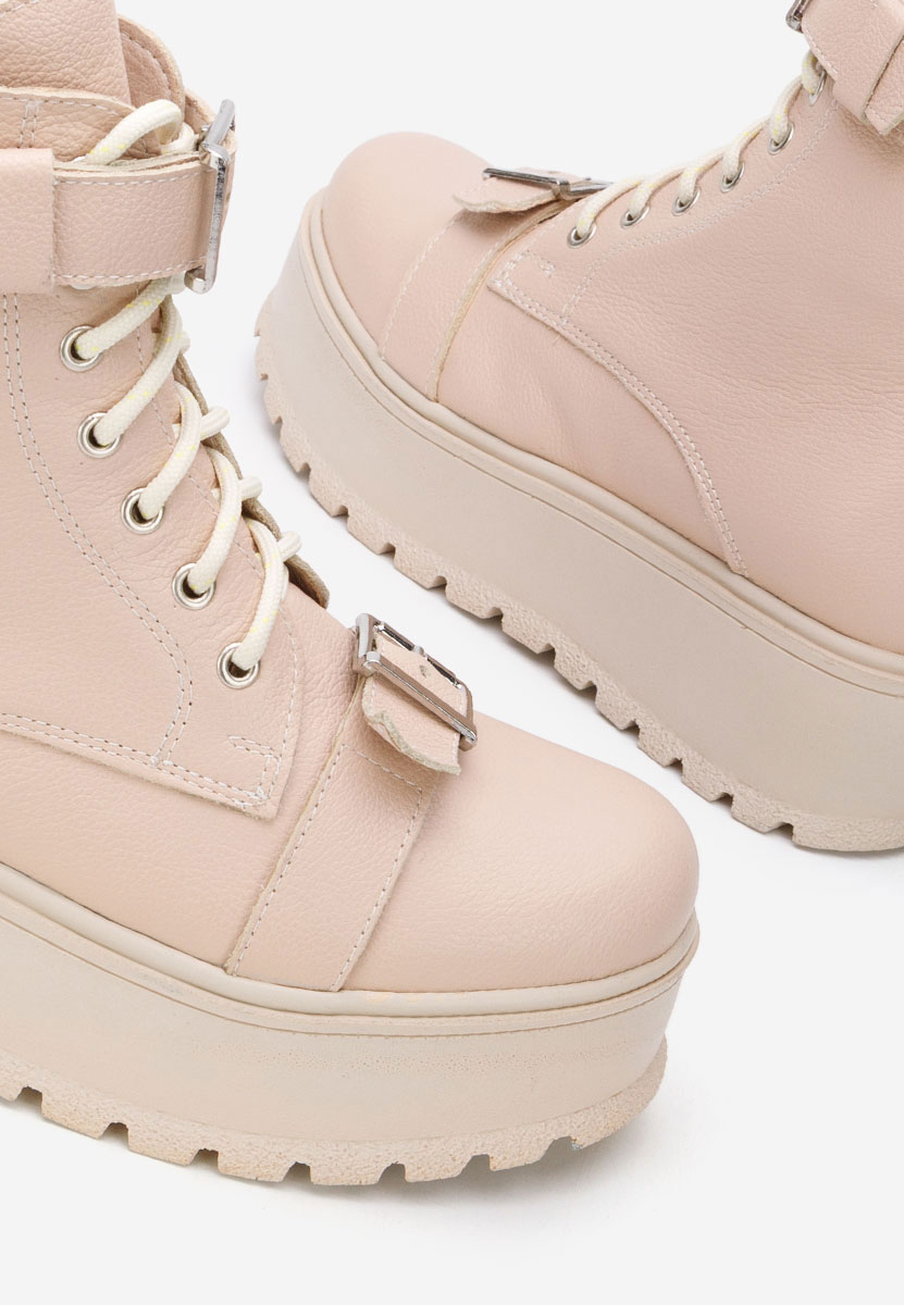 Γυναικεία δερμάτινα μποτάκια Astrid V5 Νουντ