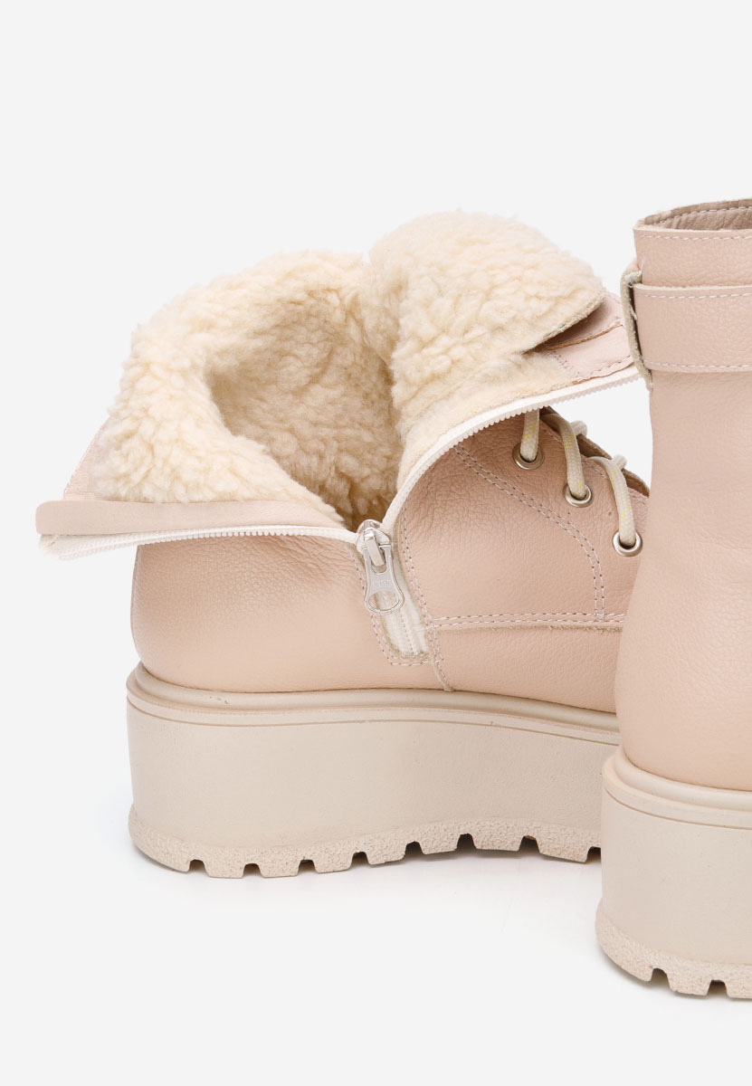 Γυναικεία δερμάτινα μποτάκια Astrid V5 Νουντ