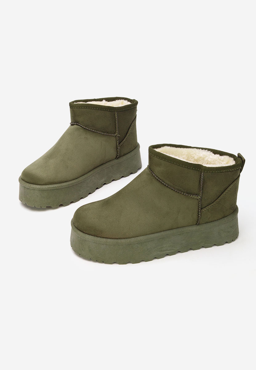 Μπότες τύπου UGG με πλατφόρμα Zenaria πρασινο