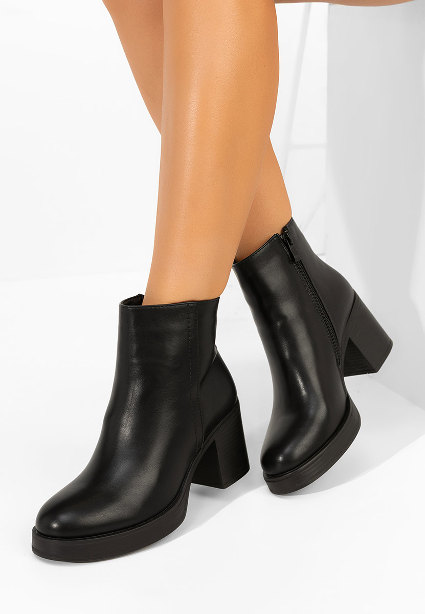 Μποτάκια με χοντρό τακούνι Denisia Μαύρα