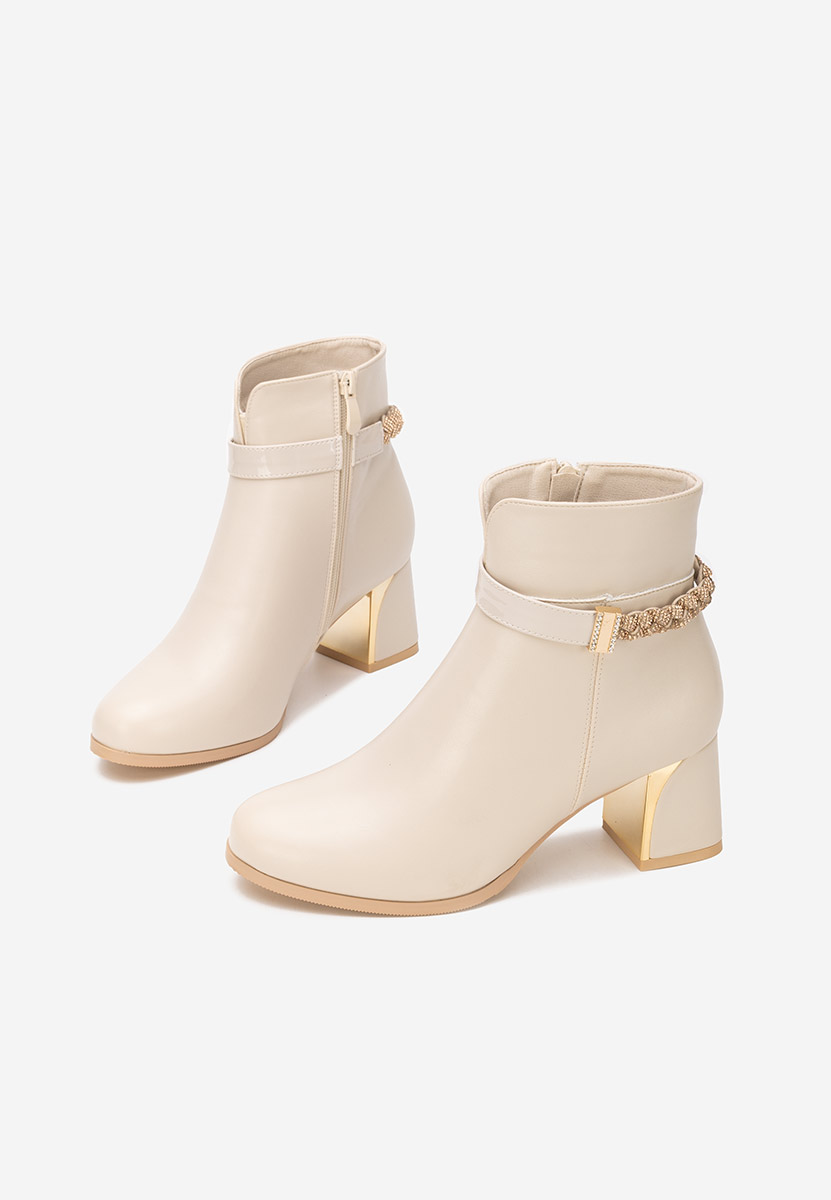 Μποτάκια με χοντρό τακούνι Delivora μπεζ