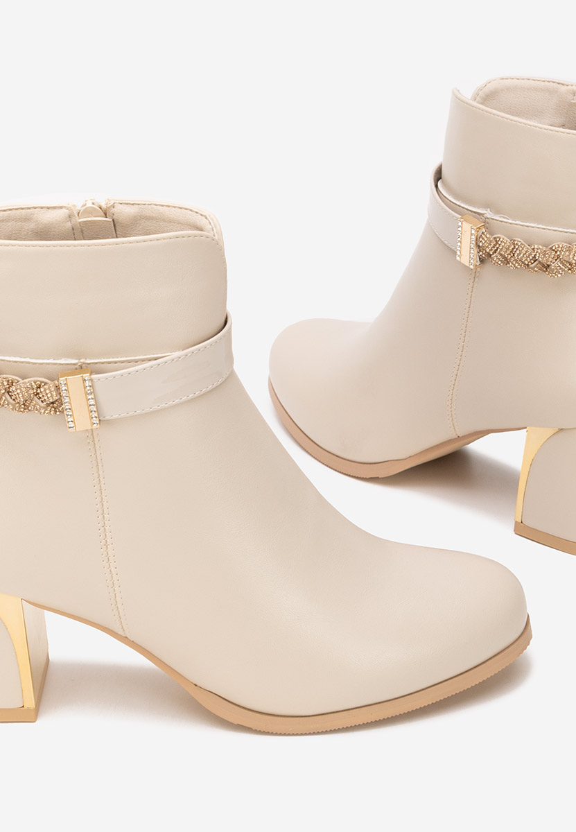 Μποτάκια με χοντρό τακούνι Delivora μπεζ
