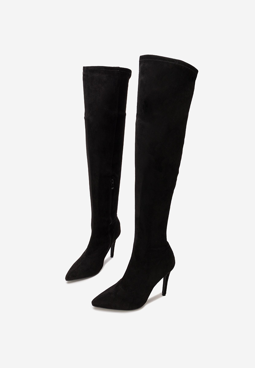 Ψηλές μπότες με λεπτό τακούνι Glorise Μαύρα Ψηλές μπότες με λεπτό τακούνι Glorise Μαύρα