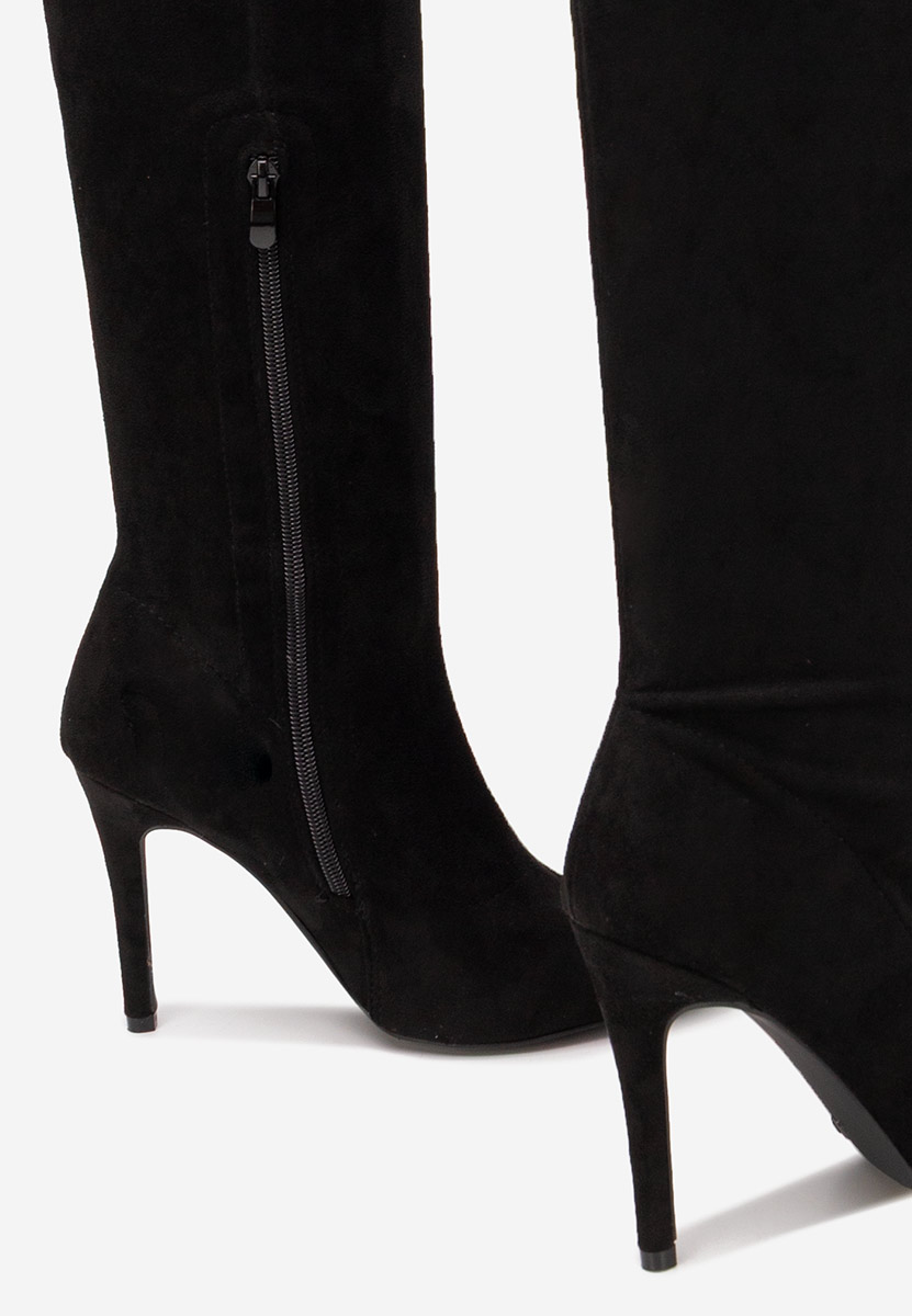 Ψηλές μπότες με λεπτό τακούνι Glorise Μαύρα Ψηλές μπότες με λεπτό τακούνι Glorise Μαύρα