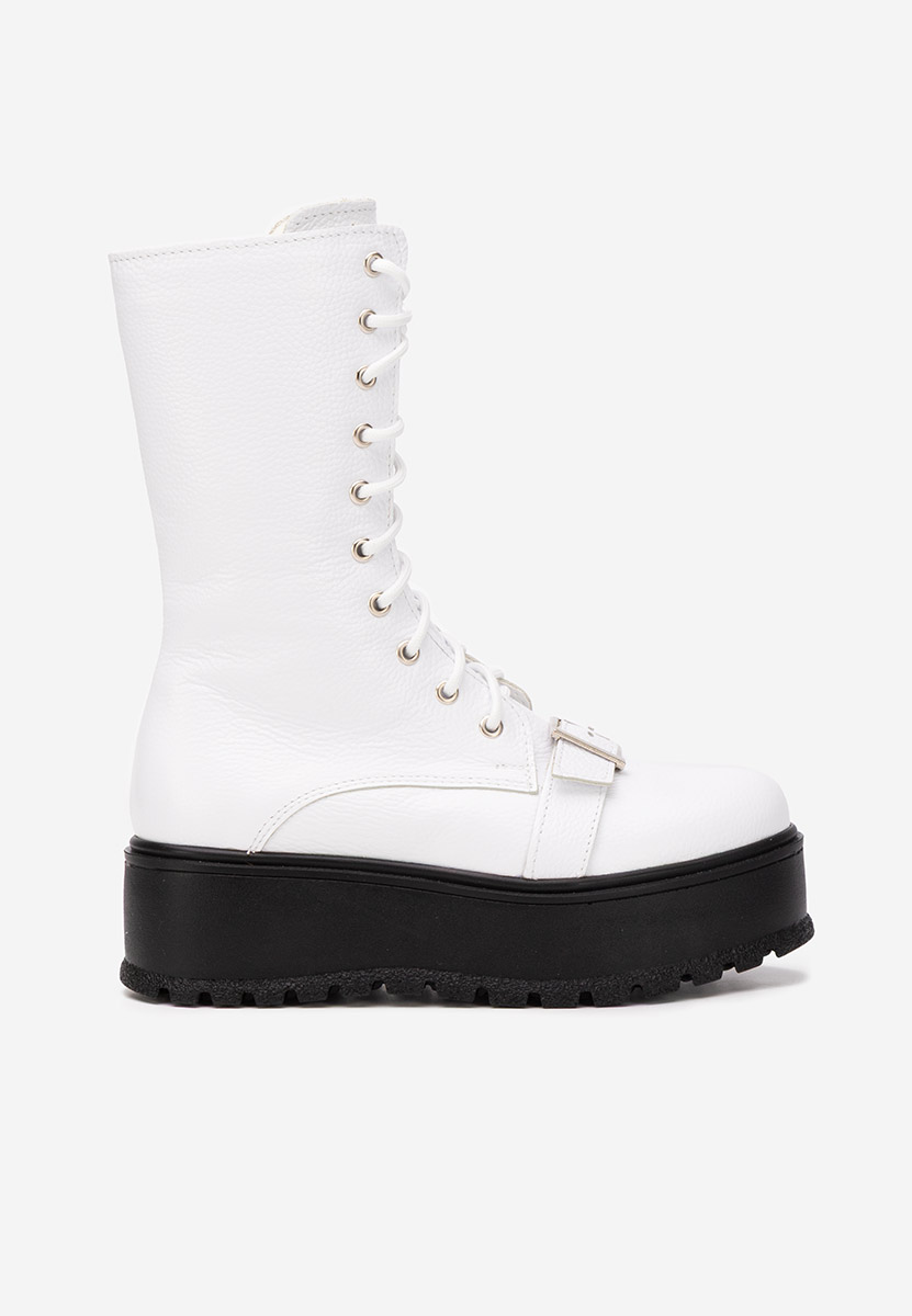 Γυναικεία δερμάτινα μποτάκια Sorelia λευκά
