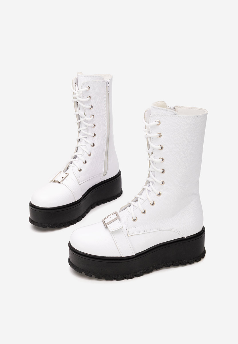 Γυναικεία δερμάτινα μποτάκια Sorelia λευκά