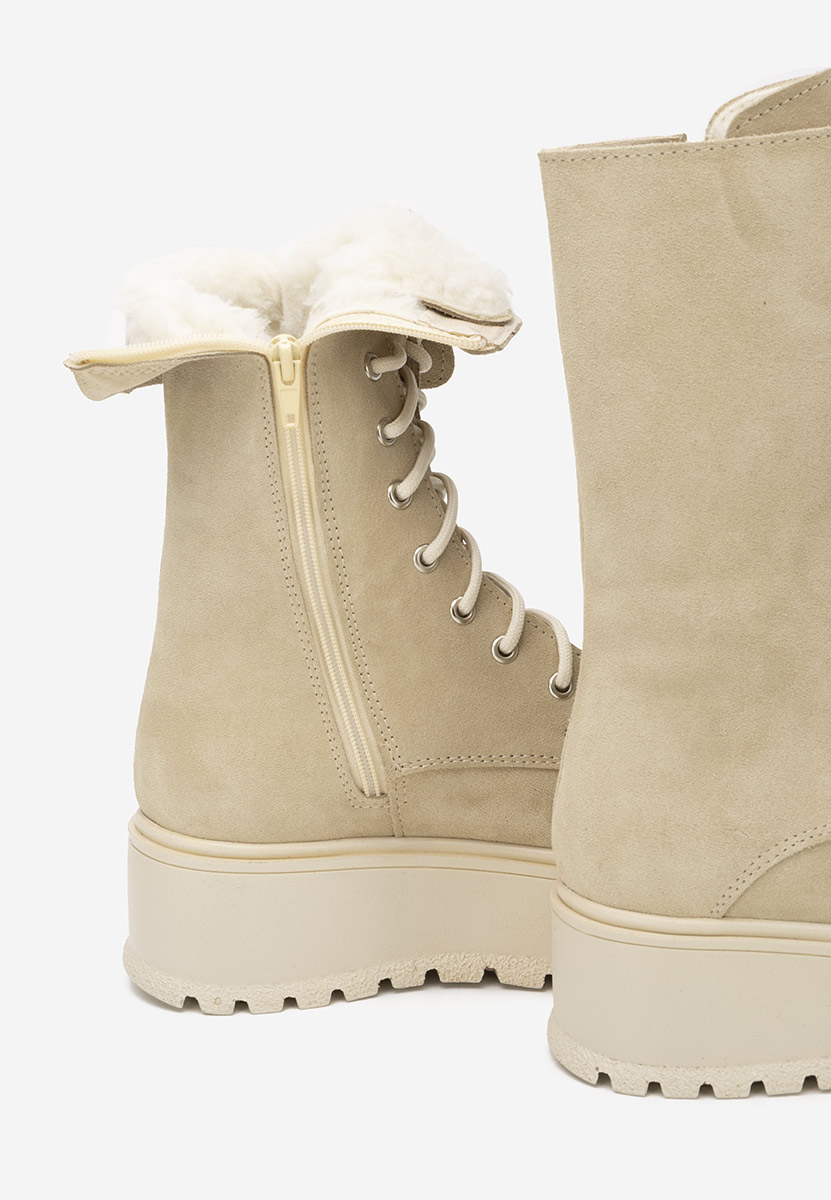 Γυναικεία δερμάτινα μποτάκια Sorelia μπεζ