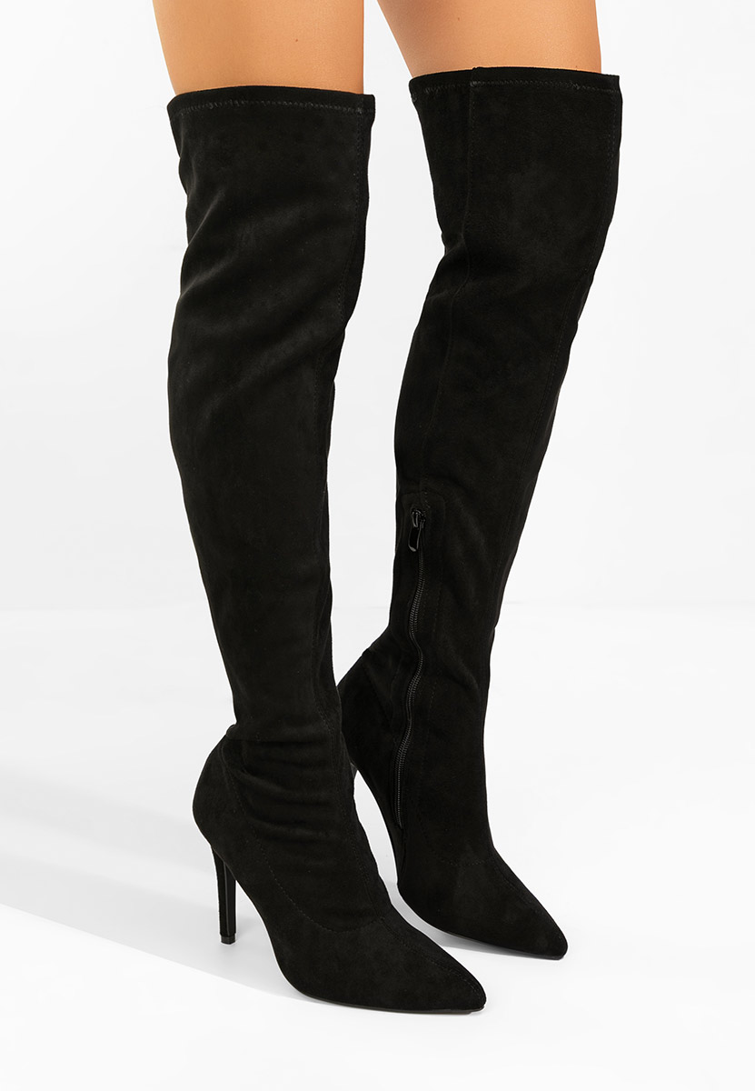 Ψηλές μπότες με λεπτό τακούνι Glorise Μαύρα Ψηλές μπότες με λεπτό τακούνι Glorise Μαύρα