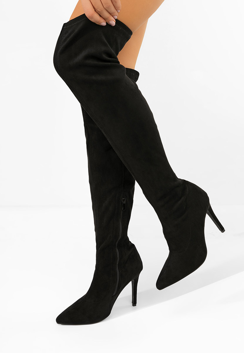 Ψηλές μπότες με λεπτό τακούνι Glorise Μαύρα Ψηλές μπότες με λεπτό τακούνι Glorise Μαύρα