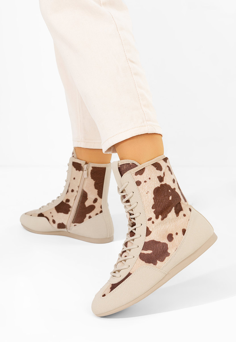 Γυναικεία sneakers αστραγάλο Rosira μπεζ