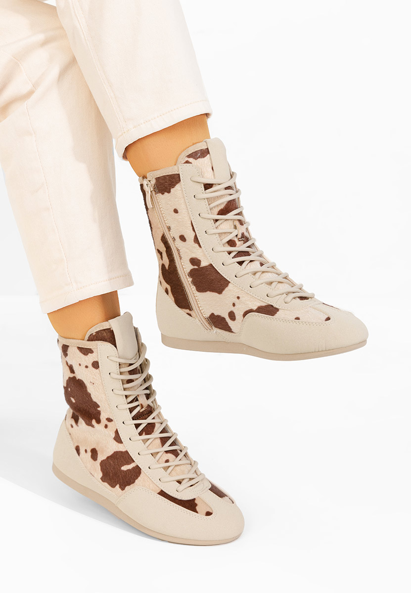 Γυναικεία sneakers αστραγάλο Rosira μπεζ