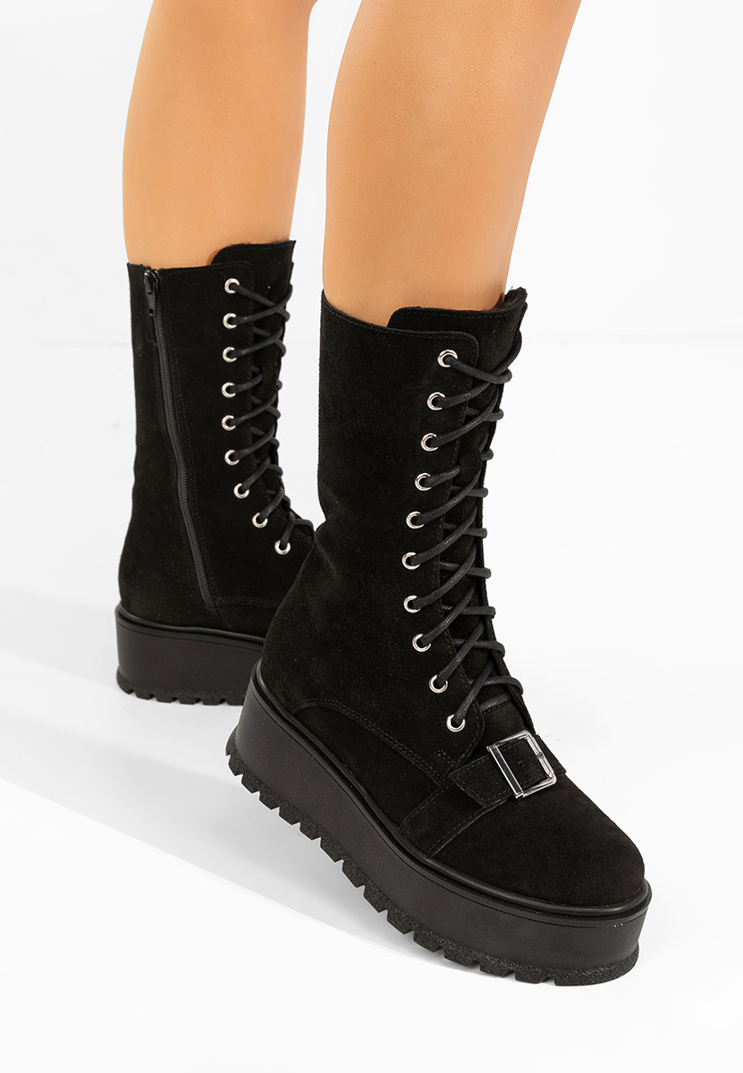 Γυναικεία δερμάτινα μποτάκια Sorelia v2 Μαύρα